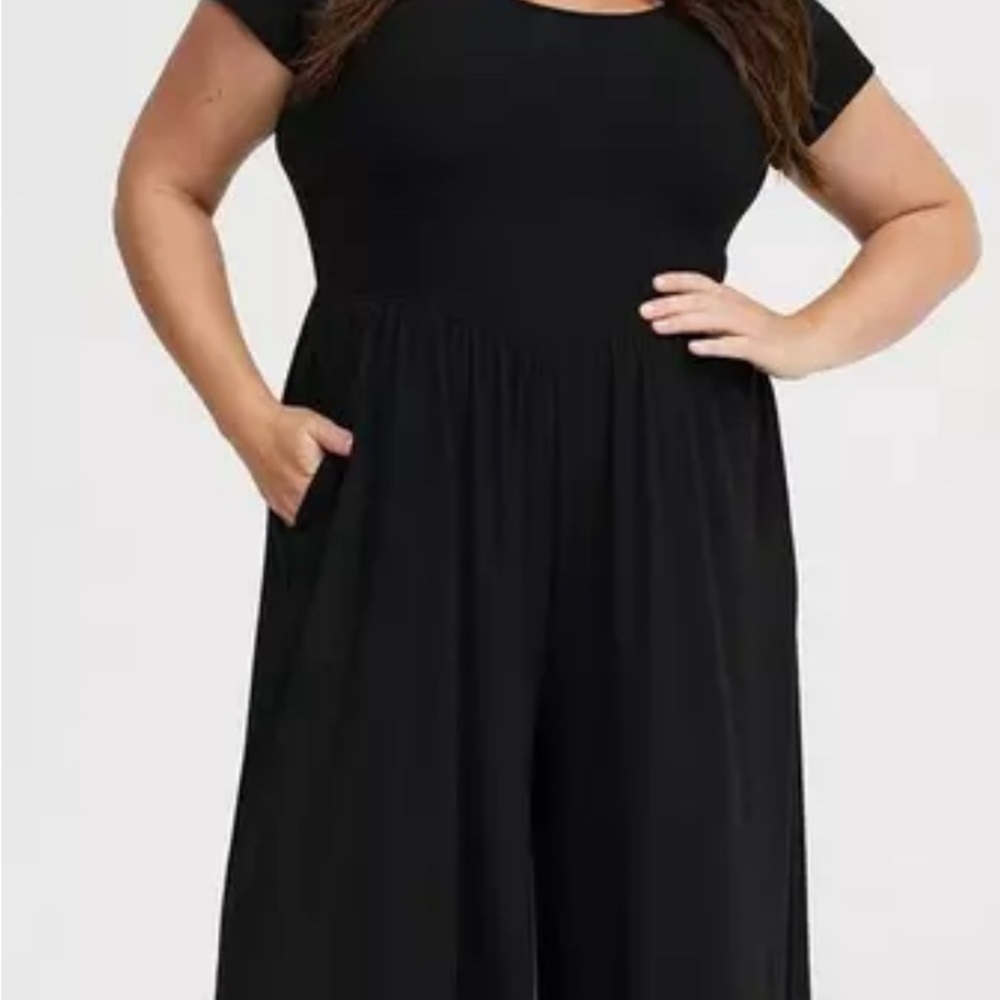 Rib knit Stretch Black Jumpsuit - Picture 2 of 3